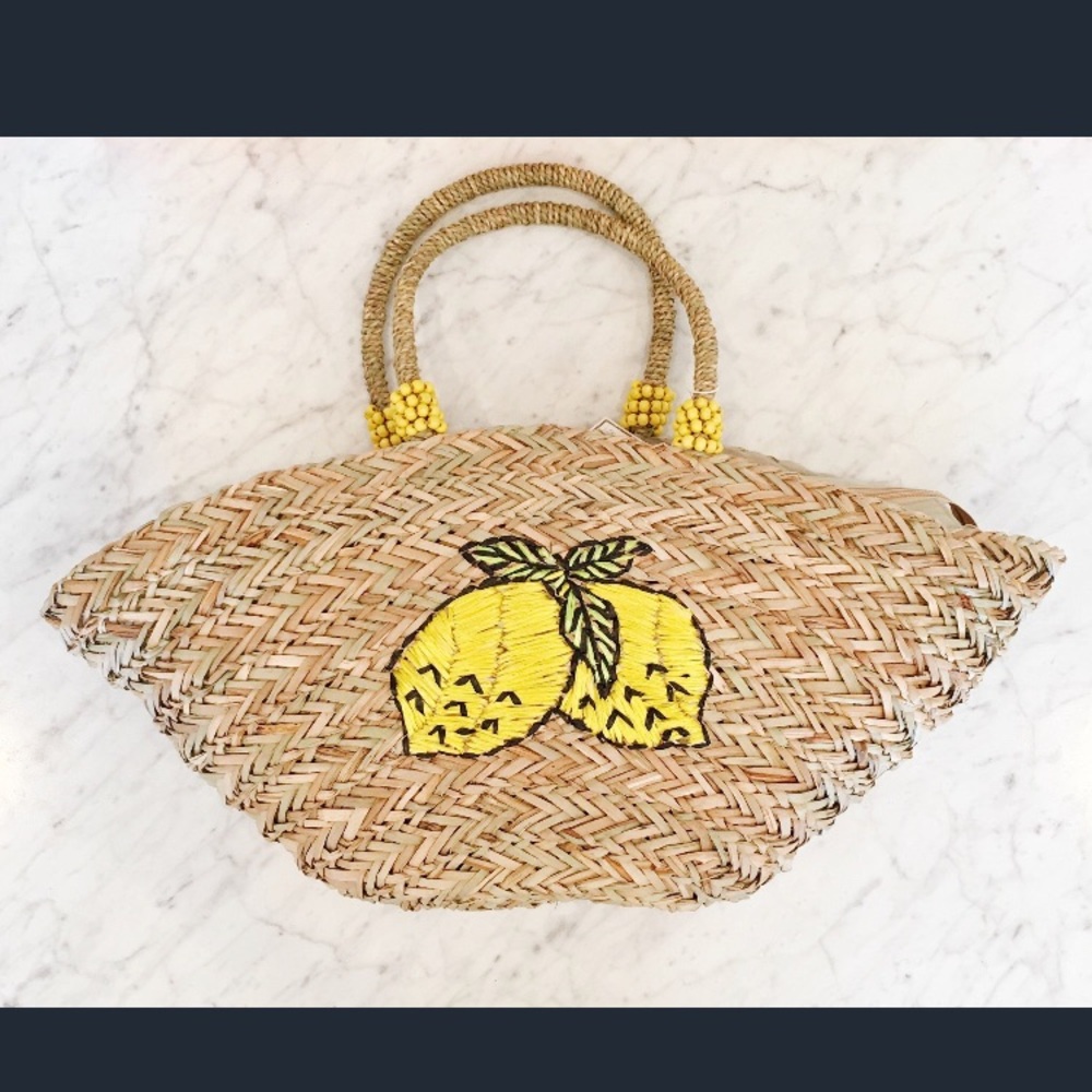 Lemon Seagrass Embroidered Tote